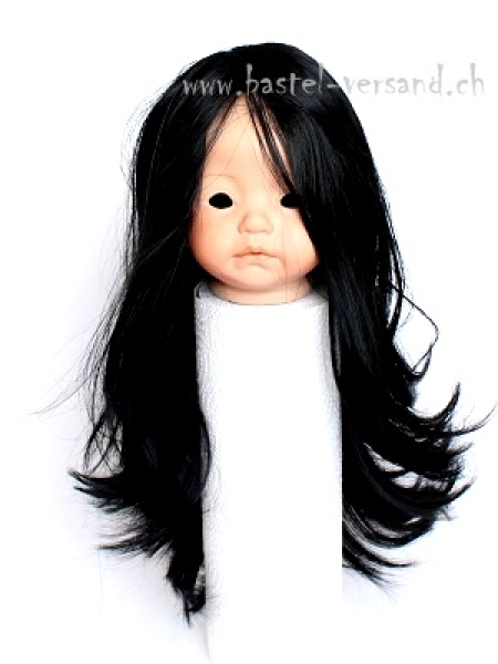 Puppenperücke 40cm schwarz Lisa