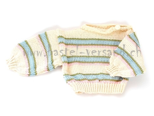 Puppenpullover gestreift hellblau für 50cm Puppe