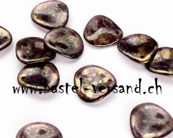 Rose Petals 14 x 13mm tanzanite bronze picasso