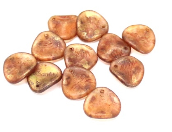 Rose Petals 14 x 13mm rosaline copper picasso