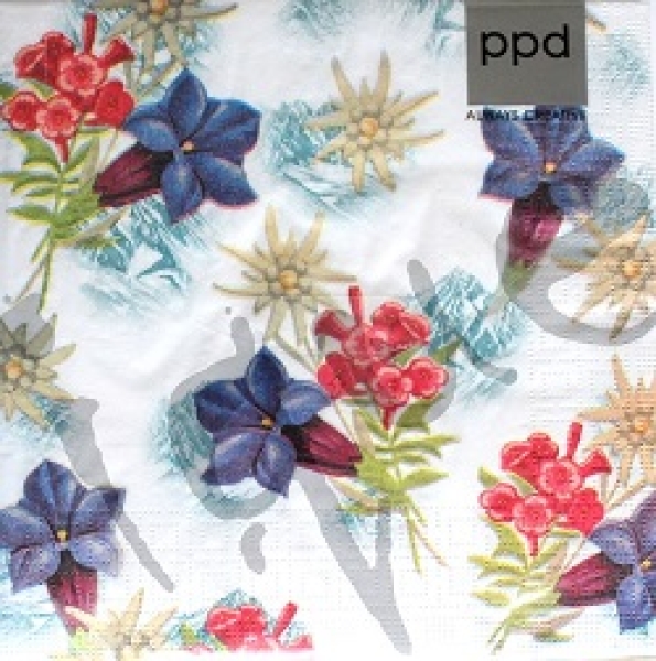 Serviette alpine flowers