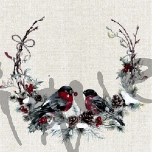 Serviette birds in wreath