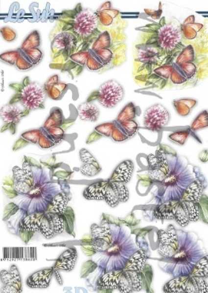 3D Stanzbogen Schmetterling auf Blume