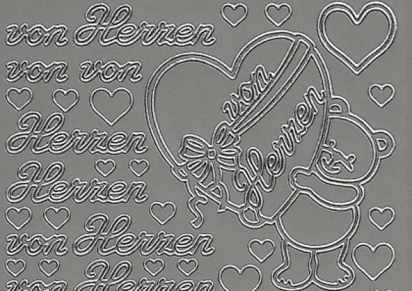 Sticker von Herzen (406) silber