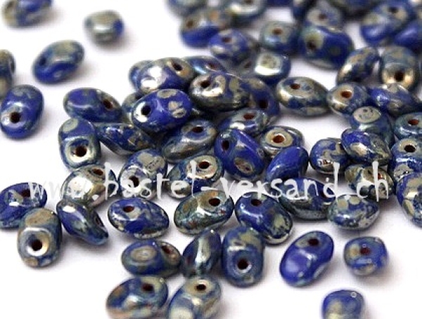 SuperUno 2 x 5mm opaque navy silver picasso