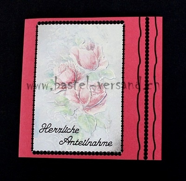 Trauerkarte "3 Rosen" Herzliche Anteilnahme