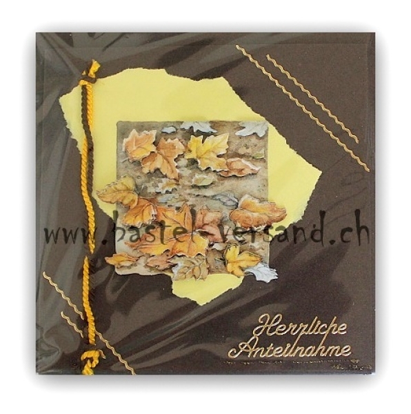 Trauerkarte "Herbstlaub" Herzliche Anteilnahme