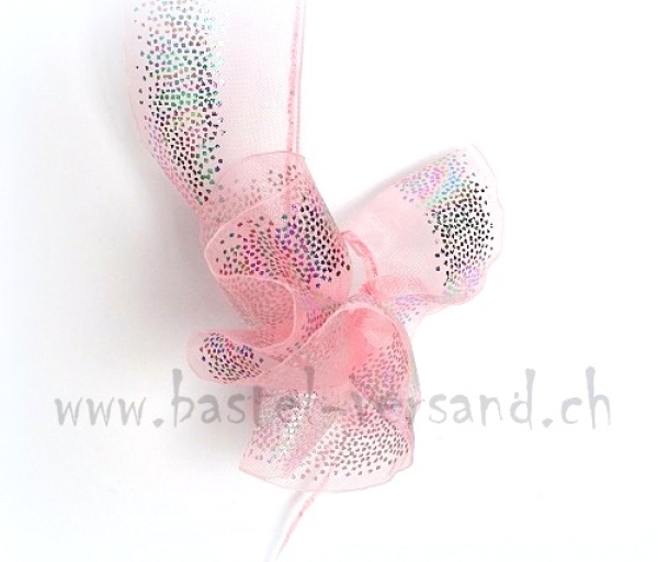 Tüll Ziehband 5,5cm rosa mit tupfen