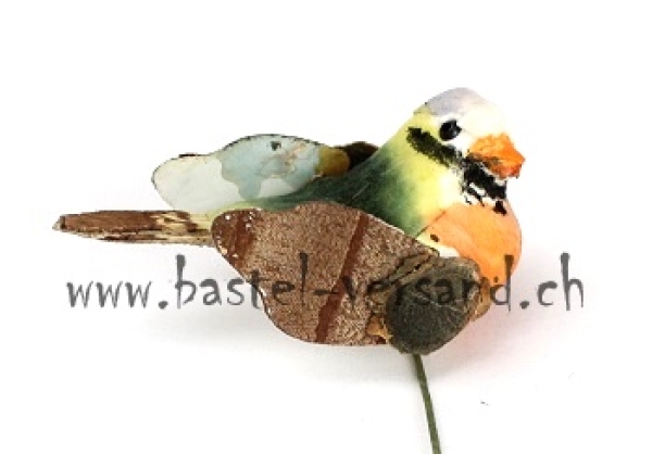 Vogel 5,7cm orange/grün