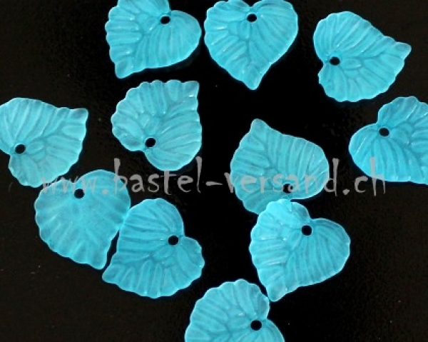 Acryl Anhänger Blatt 15mm hellblau