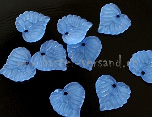 Acryl Anhänger Blatt 15mm blau