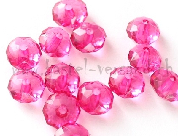 Facettenperle Rondelle 10 x 6mm pink