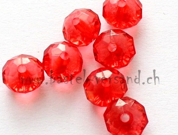 Facettenperle Rondelle 10 x 6mm rot
