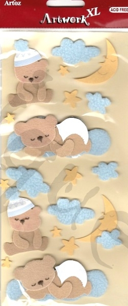 Artwork 3D Motivsticker Bärchen schlafend blau