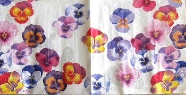 Serviette swarm of pansies white