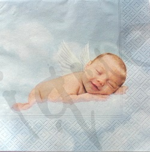 Serviette baby mit flügel