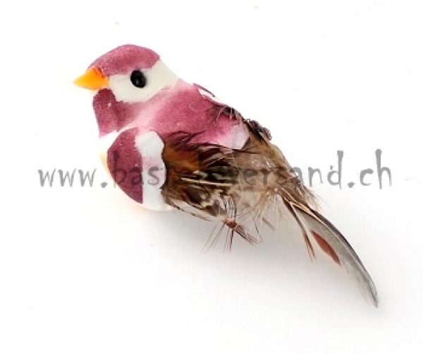 Vogel 6cm dunkelrot