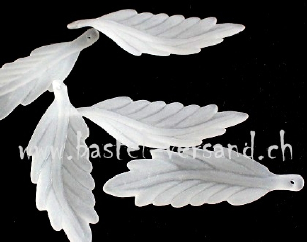 Acryl Blatt 5,5 x 1,8cm weiss gefrostet