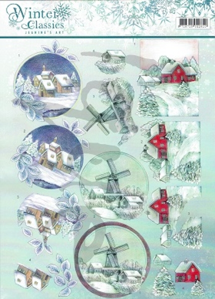 3D Schnittbogen Häuser im Schnee