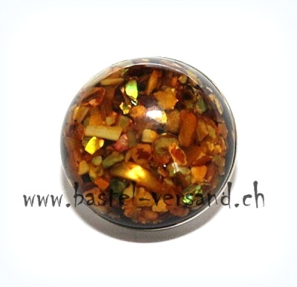 Click Button 18mm Muschel braun - gelb