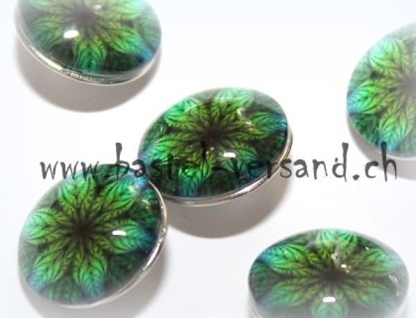 Click Button 18mm Blume grün