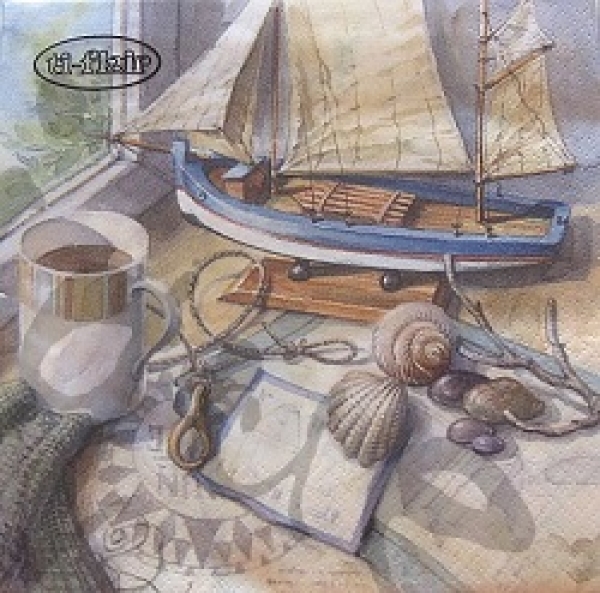 Serviette maritime setting on windoswill