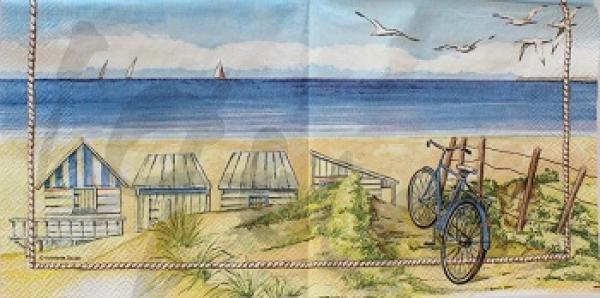 Serviette fahrrad am strand