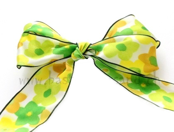 Dekoband 4cm Blumen grün