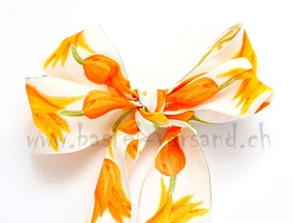 Dekoband 4cm Tulpen orange