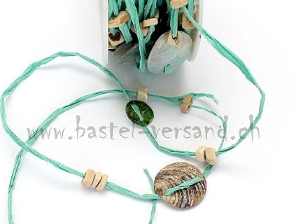 Dekoband Bast mit Perlmutt