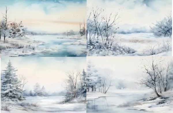 Designpapier Winterlandschaft