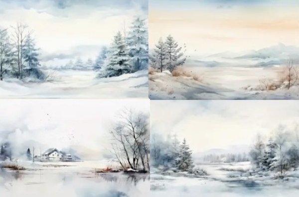 Designpapier Winterlandschaft