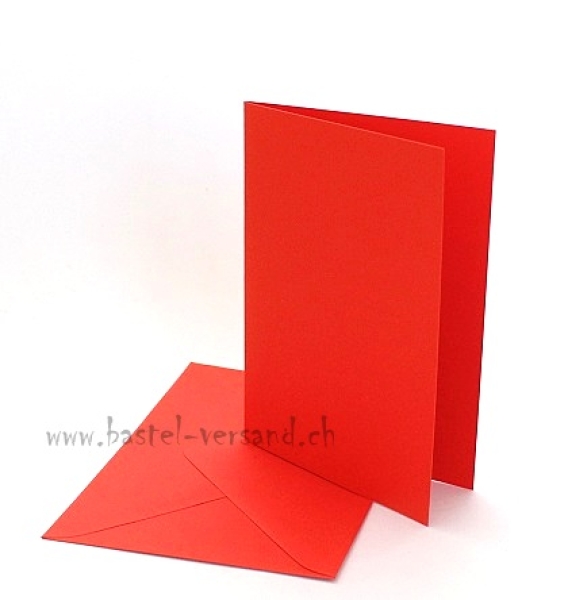 Doppelkarte A6 rot mit Couvert