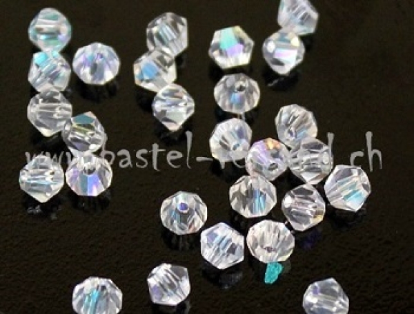 Glasperle Doppelkegel 4mm kristall AB