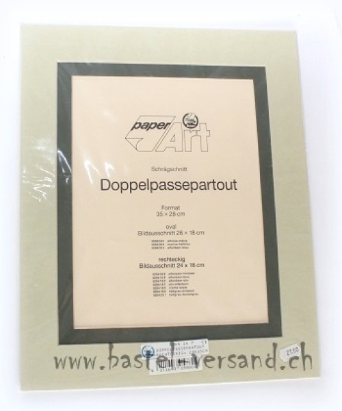 Doppelpassepartout oliv - elfenbein