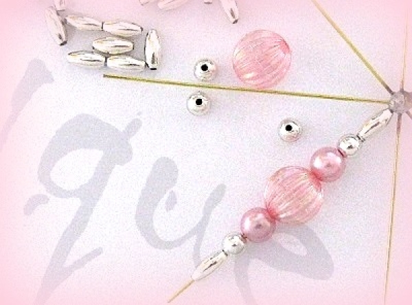 Bastelpackung Perlenstern E2 rosa/silber