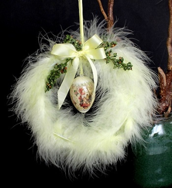 Ei mit Schrumpffolie im Federring