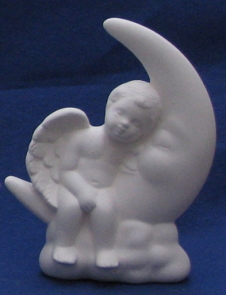 Rohkeramik Engel im Mond (rechts)