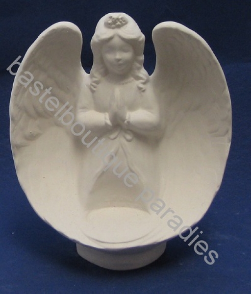 Rohkeramik Engel als Teelichthalter