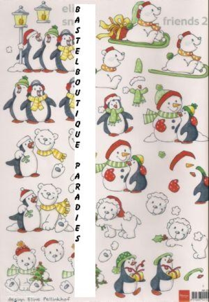 3D Schnittbogen Pinguine-Bär-Schneemann