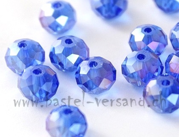 Glasfacetten Rondellen (AB) 8mm blau