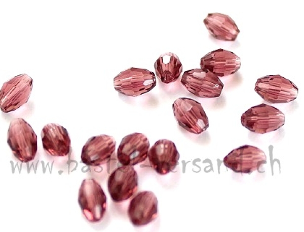 Glasfacettenperlen 6x4mm aubergine