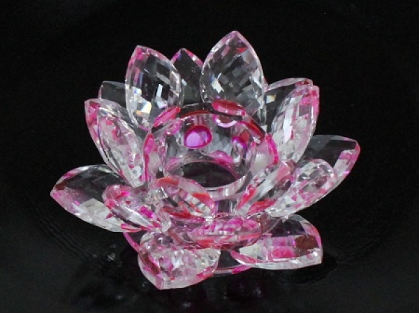 Glaskerzenhalter Blume pink