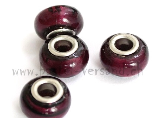 Glasperle 14mm aubergine