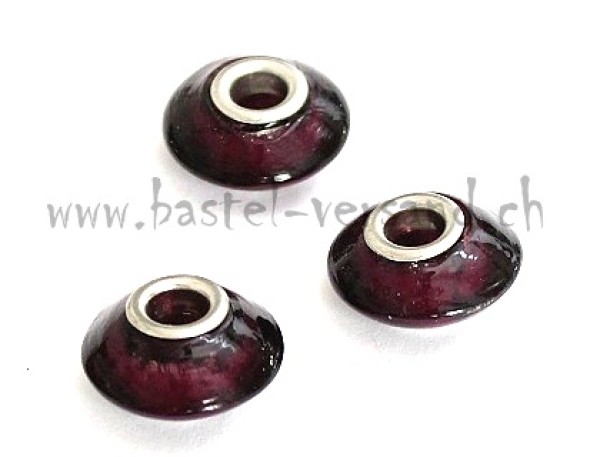 Glasperle 14mm aubergine