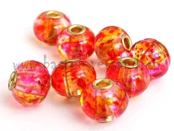 Glasperle 12mm orange-pink