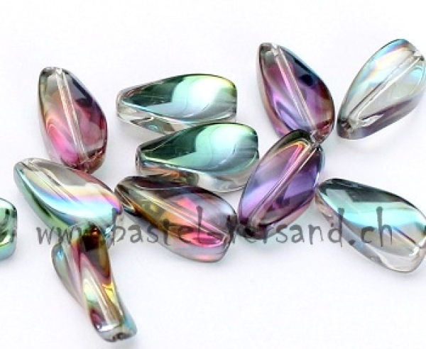 Glasperle 17 x 9mm grün transparent