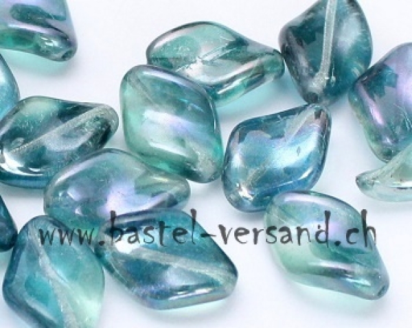 Glasperle 19 x 13mm grün transparent