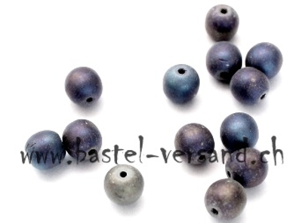 Glasperle 6mm iris blue (matt)