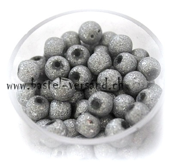 Glasperle 6mm silber